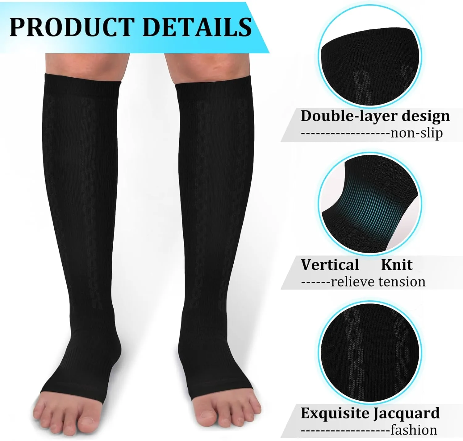 30-40mmHg Medical Graduated Compression Socks for Women&Men Circulation-Knee High Socks for Support,Hiking,Running