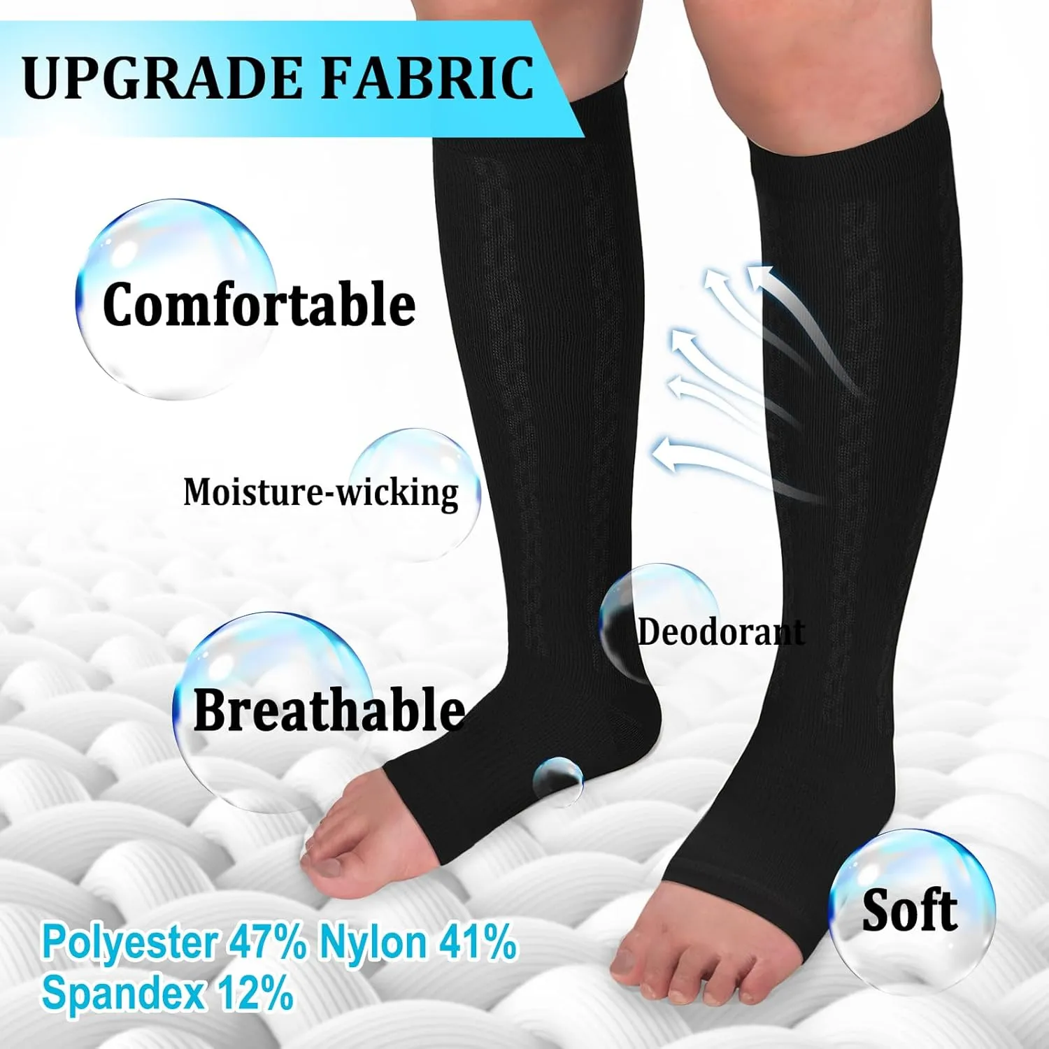 30-40mmHg Medical Graduated Compression Socks for Women&Men Circulation-Knee High Socks for Support,Hiking,Running