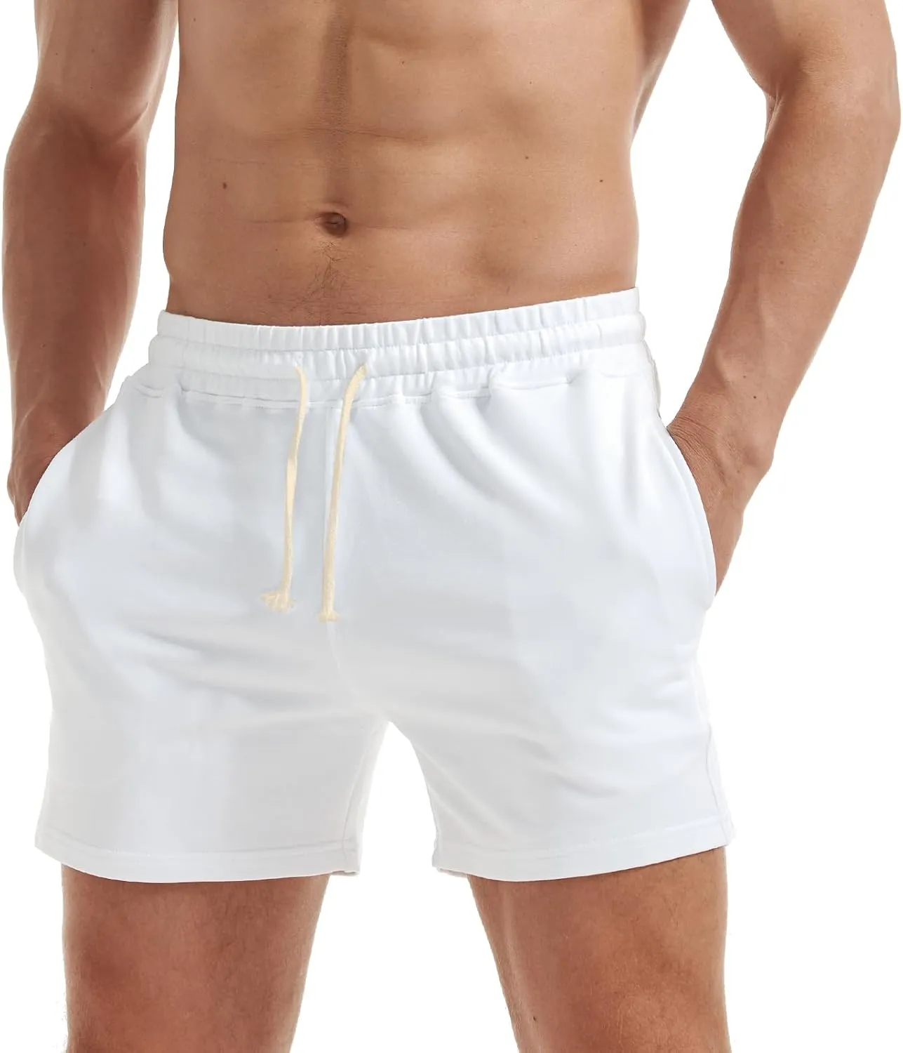 AIMPACT Mens Workout Sweat Shorts 5 Inch Cotton Casual Fitness Mens Athletic Gym Shorts with Pockets