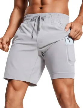 CRZ YOGA Men's 2 in 1 Running Shorts with Liner - 7'' Quick Dry for Workout Sports Athletic with Pockets