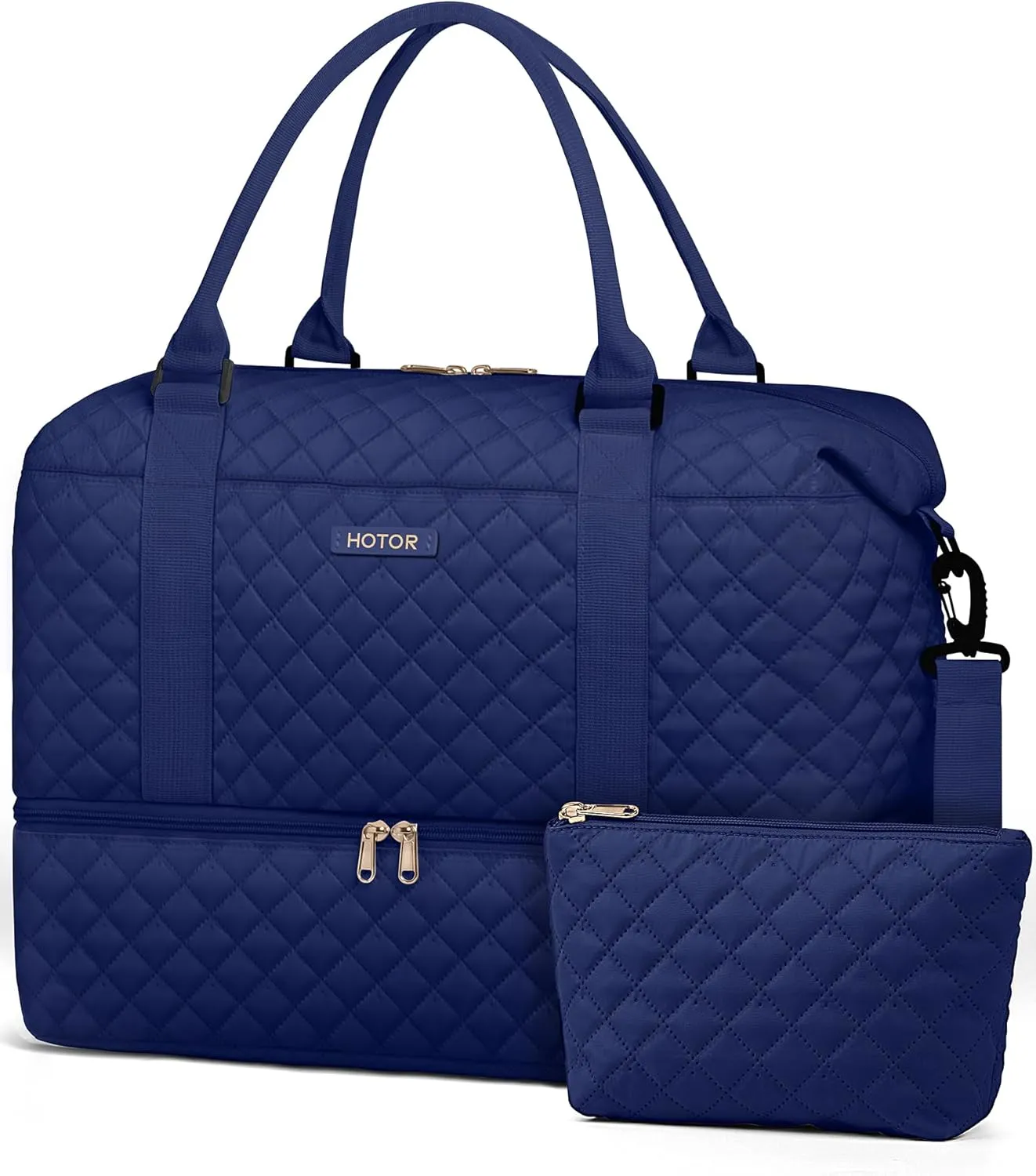 HOTOR Travel Duffel Bag - Weekender Bags for Women, Carry On Overnight Bag with Shoe Compartment, with Toiletry Bag for Travel Essentials and Travel Accessories, Dark Blue, 13.4"??17.3"??7.9"