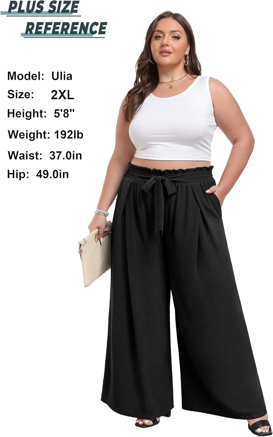 Lepunuo Wide Leg Pants for Women High Waisted Palazzo Pants Work Casual Flowy Tie Knot Trousers with Pockets