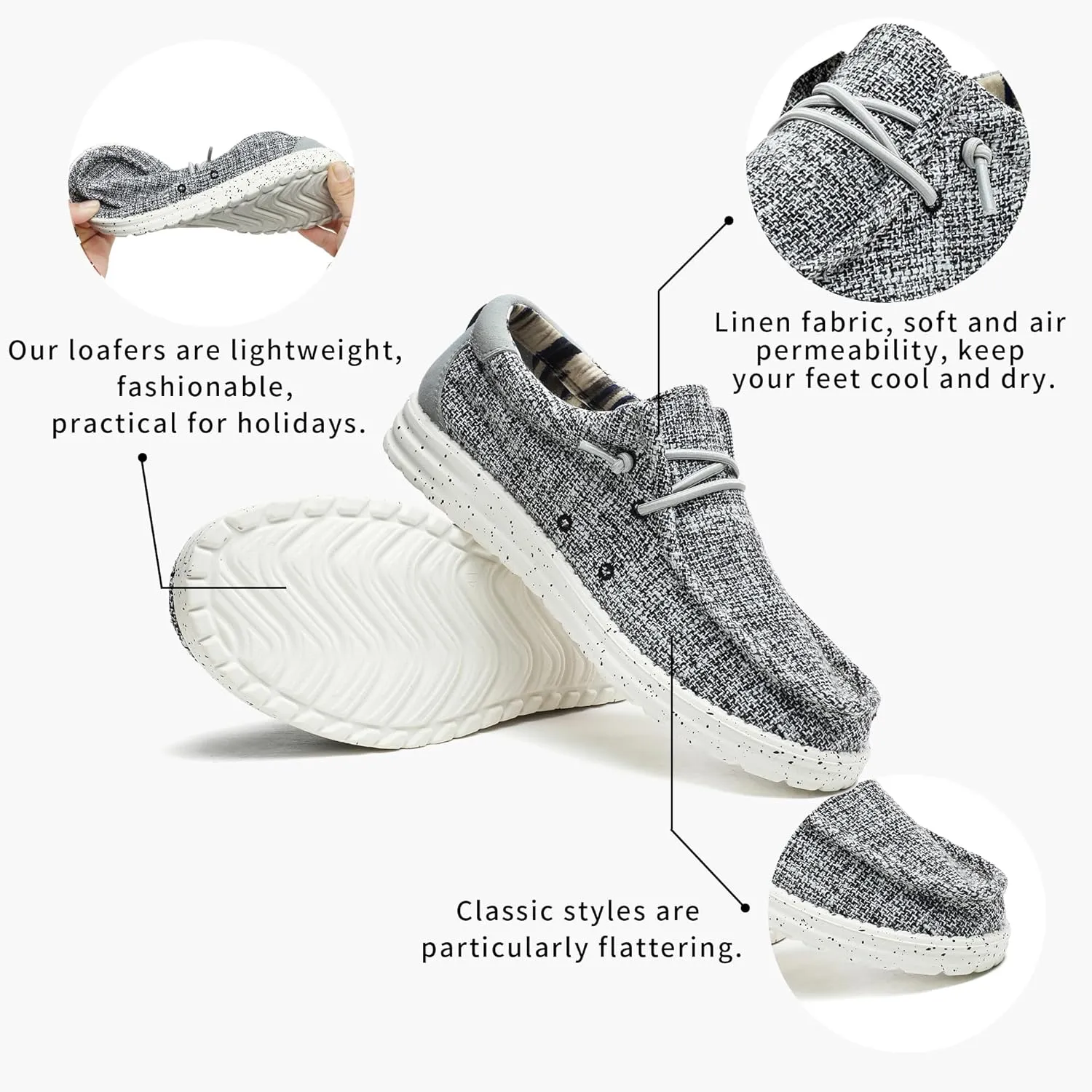 Men??s Machine Washable Slip On Lace Up Casual Loafer Breathable Travel Canvas Shoes for Men Comfortable and Stylish Summer Loafers Lightweight Walking Shoes Boat Shoe