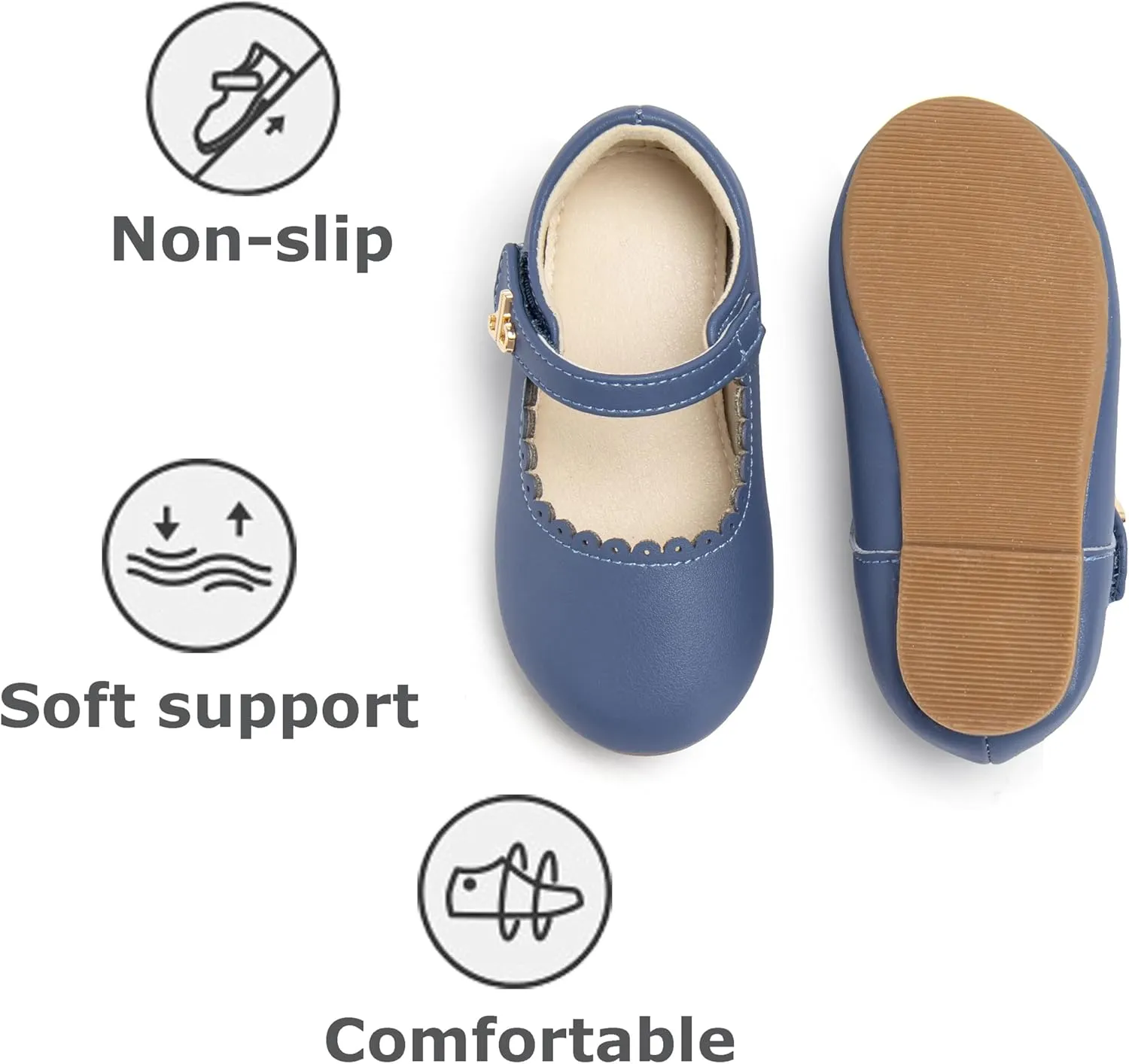 THEE BRON Toddler Mary Janes | Arch Support Leather Princess Shoes | Birthday Party Flats